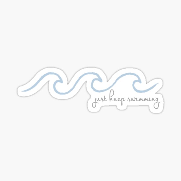 Halten Sie einfach die Schwimmwelle in Kursivschrift Sticker
