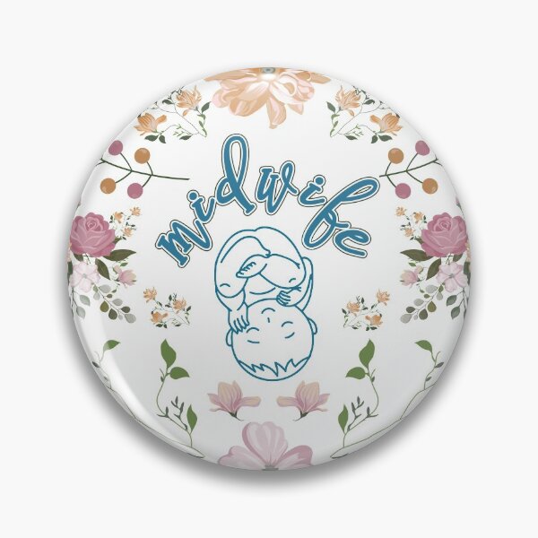 Aperçu de l'œuvre Sage-femme rétro Bébés floraux Merci Travail et accouchement créée et vendue par Dolphin Graphic.