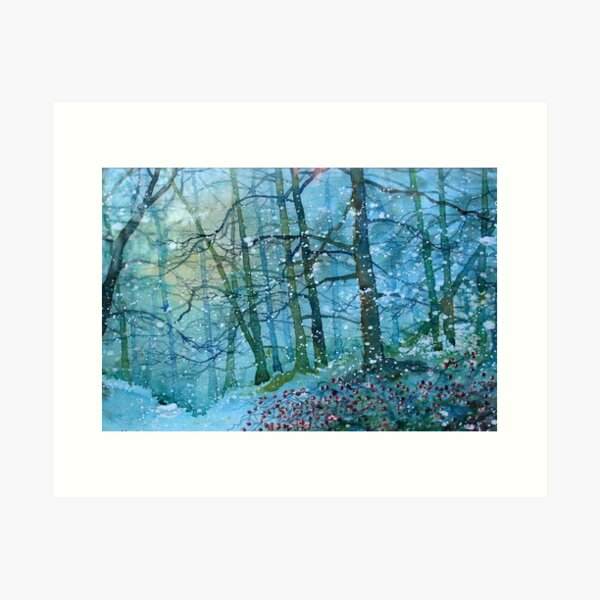 Blizzard in Broxa Forest Art Print