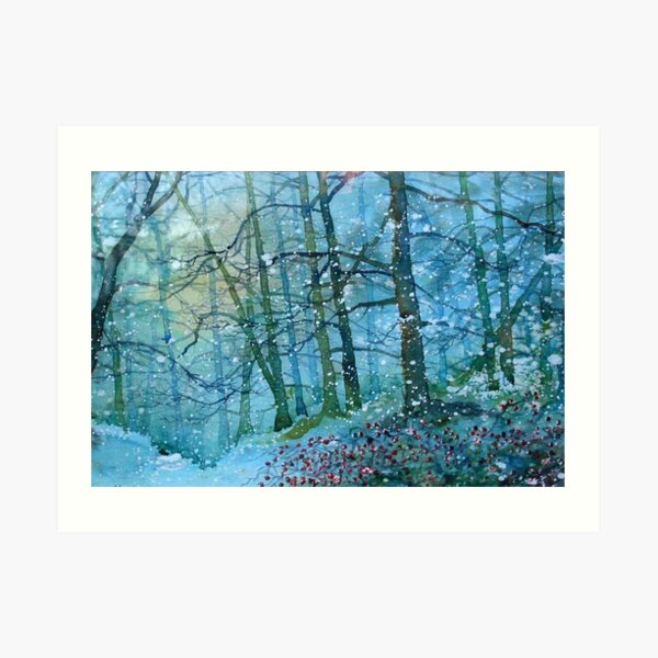 Blizzard in Broxa Forest Art Print