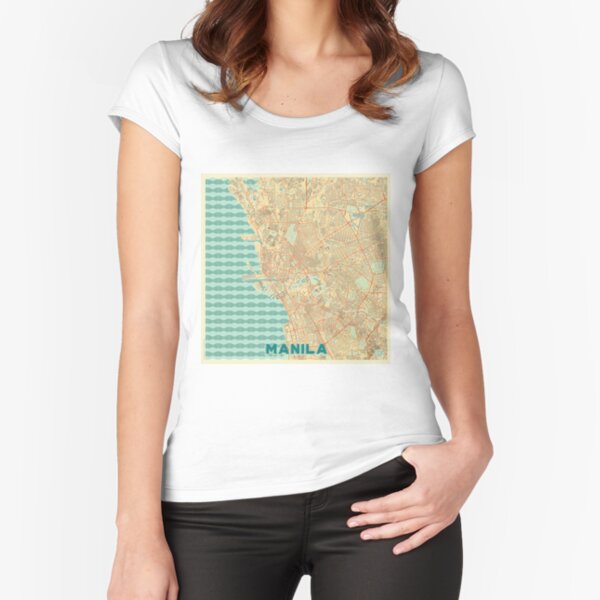 Manila Map Retro Fitted Scoop T-Shirt