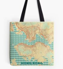 Hong Kong Map Retro Tote Bag