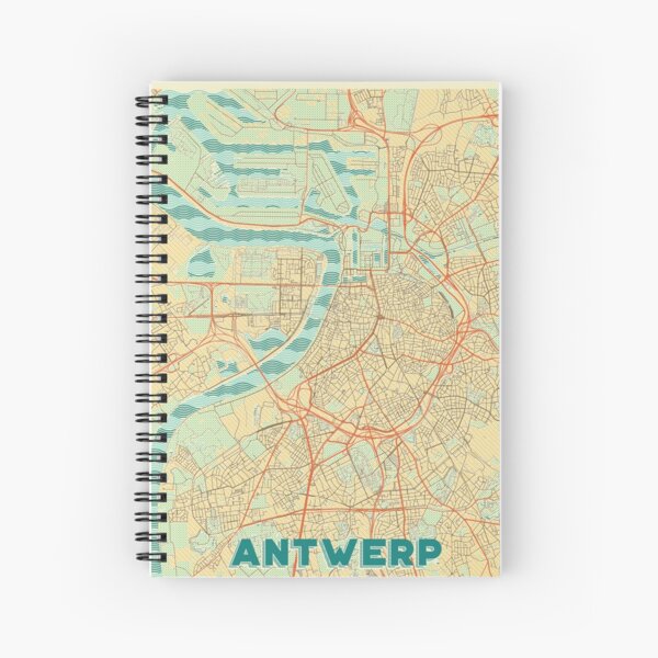 Antwerp Map Retro Spiral Notebook