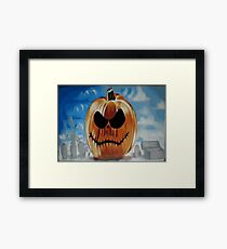 Halloween Pumpkin Graffiti Spraypainted Framed Print