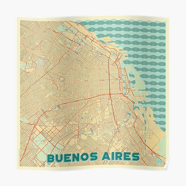 Buenos Aires Map Retro Poster