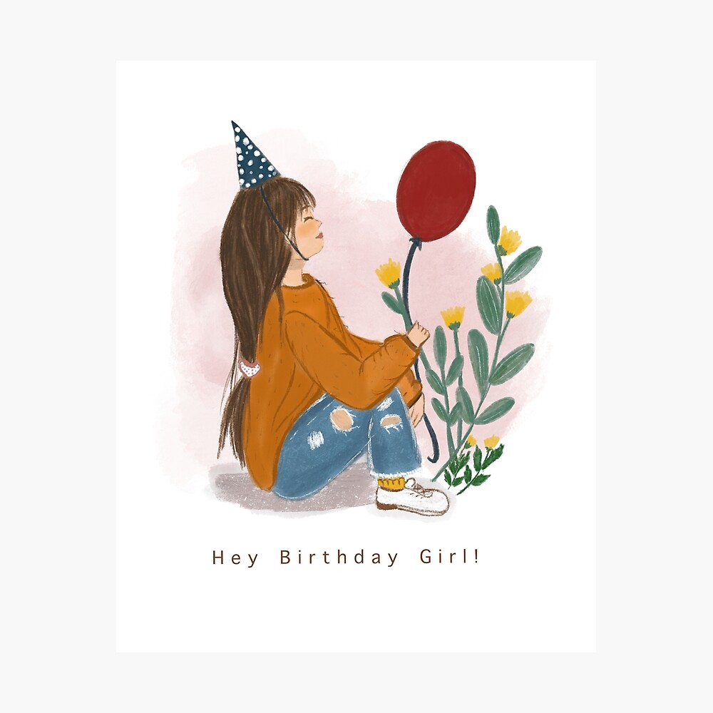 Birthday Girl, Drawing, Pastel, Birthday , Color, Cartoon, Sticker, Line  Art transparent background PNG clipart | HiClipart