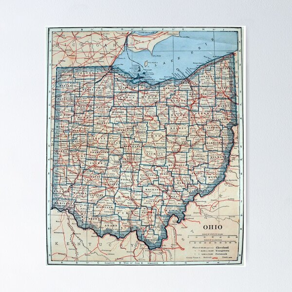 Item preview, Vintage Map of Ohio (1921) designed and sold by BravuraMedia.