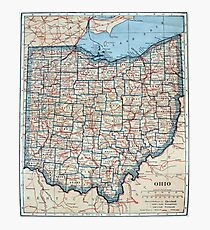 Lámina fotográfica Mapa vintage de Ohio (1921)