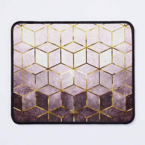 Item preview, Elegant Geometric Purple Cubes with Gold Lining designed and sold by KA DESIGNS.