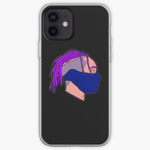bleu mask man with purple braids iPhone Soft Case