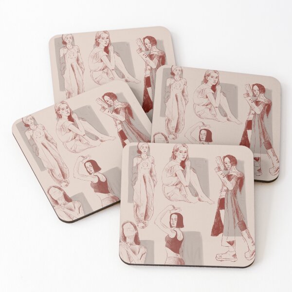 Item preview, Girl's sketches in red colors designed and sold by darkmoonlight-.