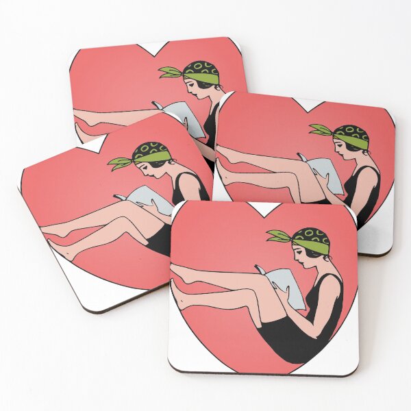 Item preview, Lady in a heart reading something a book designed and sold by greengoodnich.
