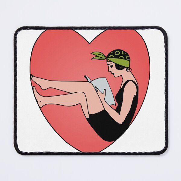 Item preview, Lady in a heart reading something a book designed and sold by greengoodnich.