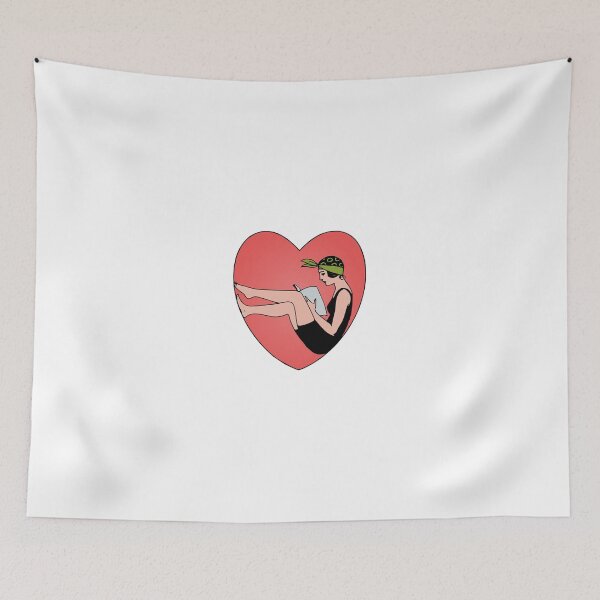 Item preview, Lady in a heart reading something a book designed and sold by greengoodnich.