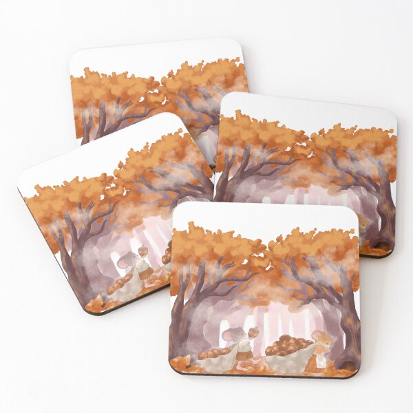 Item preview, Cottagecore Mice Collecting Acorns on a Foggy Autumn Morning designed and sold by Jieul.