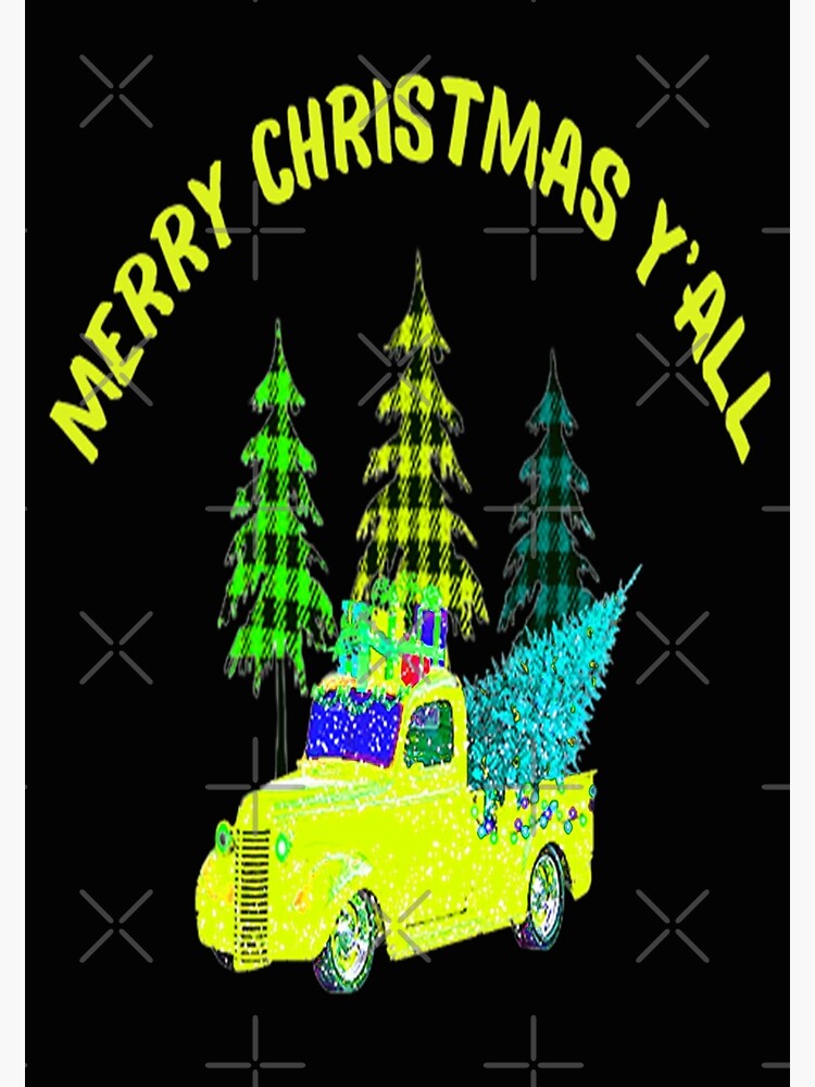 Merry Christmas Everyone Truck And Trees Nr 2 Festive Christmas Design Buffalo Plaid