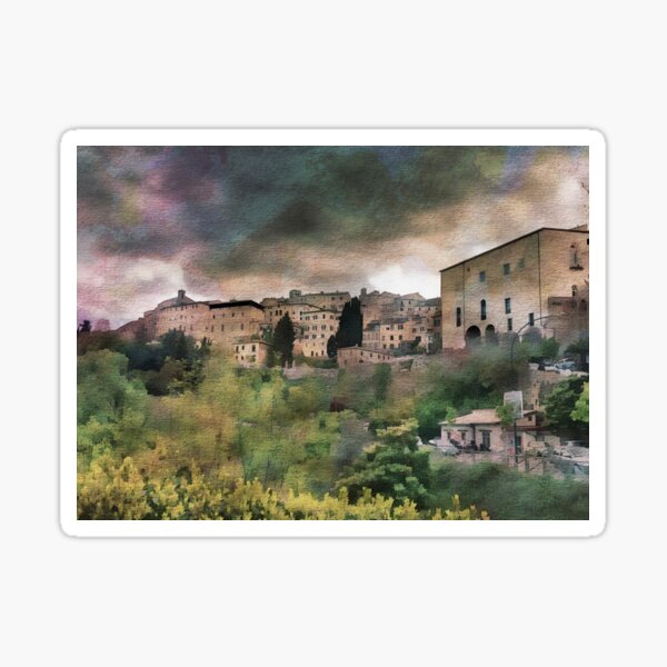 Moody View Of Montepulciano In Tuscany Sticker