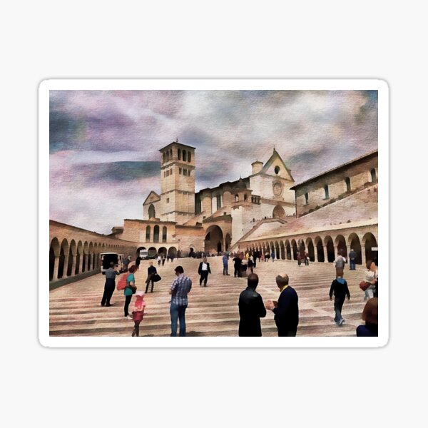 The Climb Up To The Basilica Assisi Sticker
