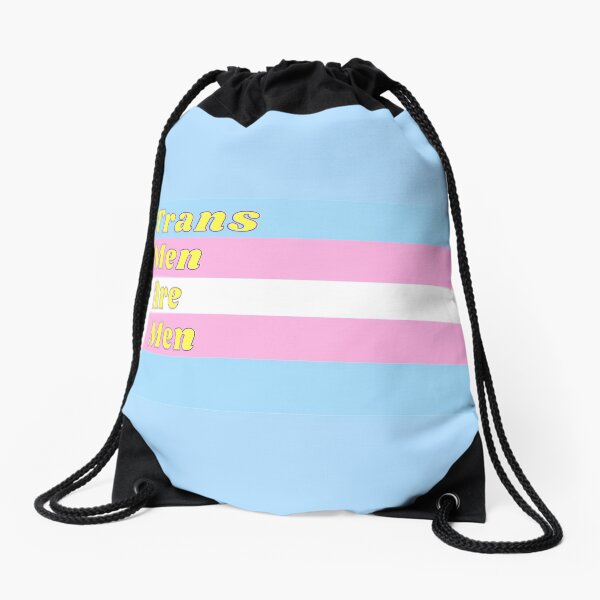Trans Men Are Men - Transgender Flag Drawstring Bag