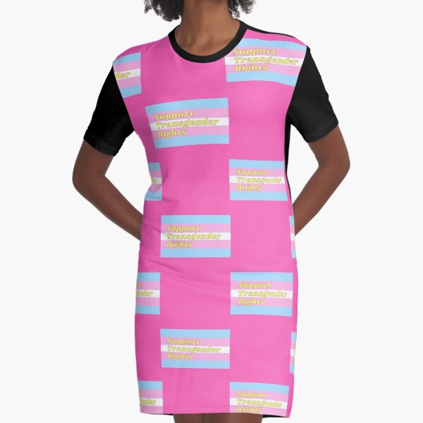 Support Transgender Rights - Transgender Flag Graphic T-Shirt Dress