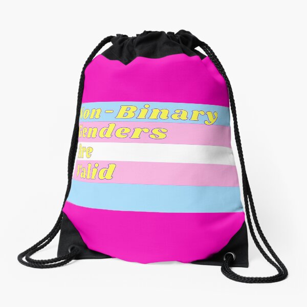 Non-Binary Genders Are Valid - Transgender Flag Drawstring Bag