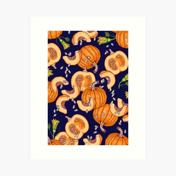 Pumpkin night life pattern Art Print