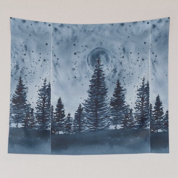 Item preview, Dark Blue Forest With Moon Landscape Design designed and sold by galleasstudio.