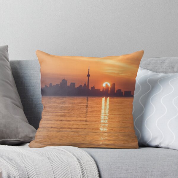 Item preview, Sun Disk Carved by Skyscrapers - Toronto Skyline Sunrise in Orange and Purple designed and sold by Georgia Mizuleva.