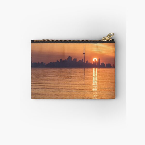 Item preview, Sun Disk Carved by Skyscrapers - Toronto Skyline Sunrise in Orange and Purple designed and sold by Georgia Mizuleva.
