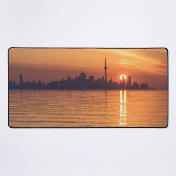 Item preview, Sun Disk Carved by Skyscrapers - Toronto Skyline Sunrise in Orange and Purple designed and sold by Georgia Mizuleva.
