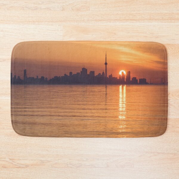 Item preview, Sun Disk Carved by Skyscrapers - Toronto Skyline Sunrise in Orange and Purple designed and sold by Georgia Mizuleva.