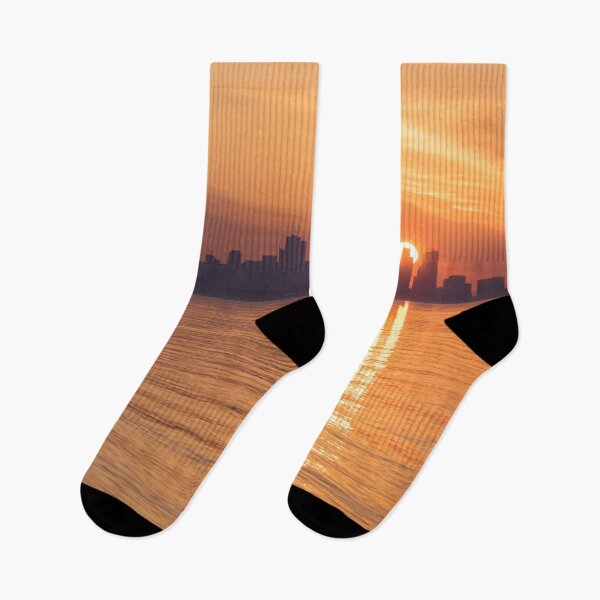 Item preview, Sun Disk Carved by Skyscrapers - Toronto Skyline Sunrise in Orange and Purple designed and sold by Georgia Mizuleva.