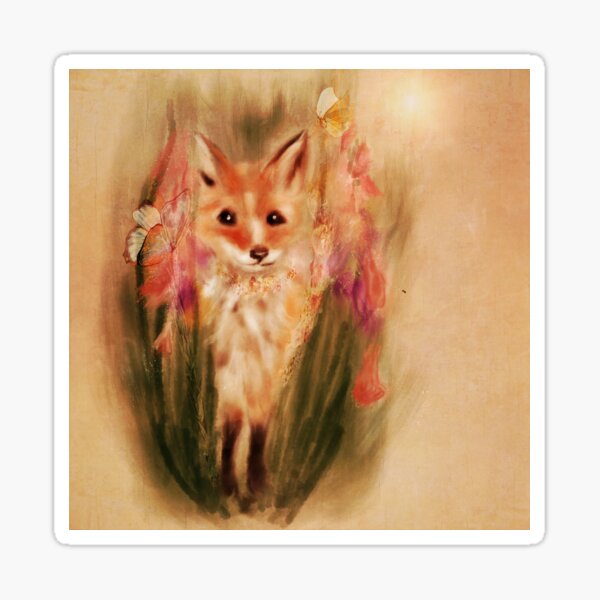 Fox in Wildflower Illustration Sticker