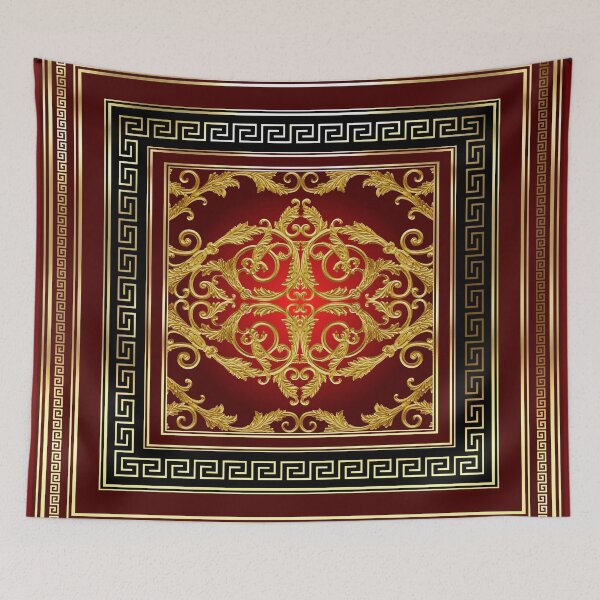 Item preview, Greek Keys Maroon Gold Black Baroque designed and sold by Yiorgos Designs.