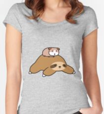 Sloth and Guinea Pig Women's Fitted Scoop T-Shirt