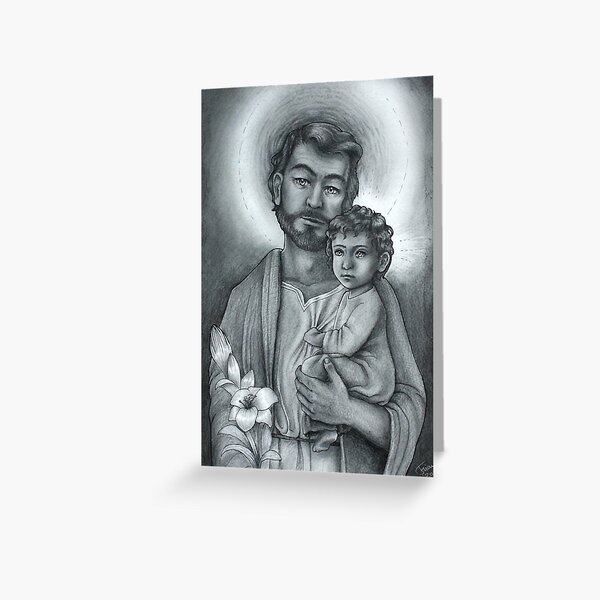 St Jospeh and baby Jesus Greeting Card