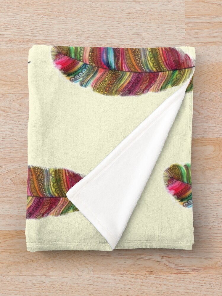 "Hand Drawn Colorful Feather " Throw Blanket for Sale by SherriMans