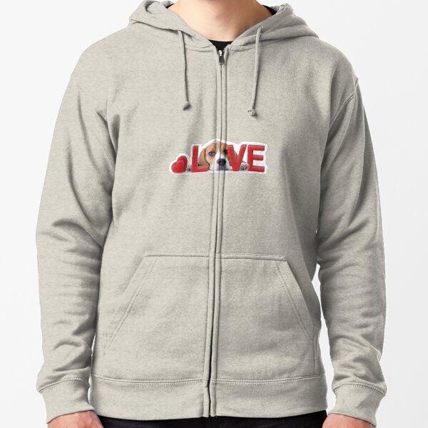Love Beagle dog Zipped Hoodie