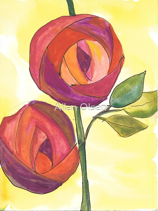 "Art Deco Roses" by Ailan Olsen Redbubble