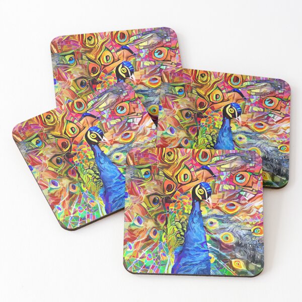 Item preview, Vibrant Abstract Impressionist Peacock Portrait Painting designed and sold by Prawny.