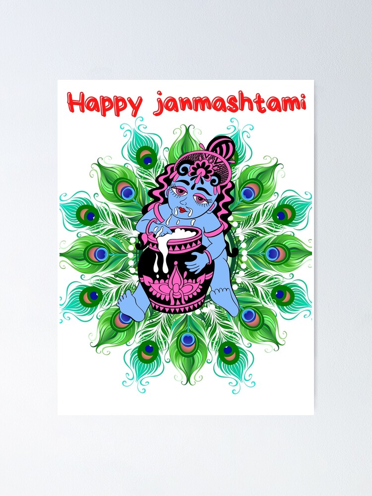 "Happy Janmashtami festival of India.A great idea for gifts to friends and family." Poster by