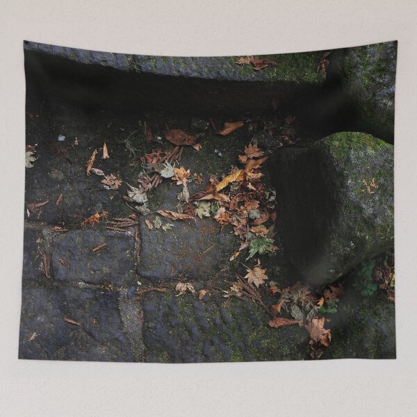 Item preview, Dry leaves on the ground with moss stones designed and sold by ChillShot.