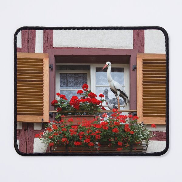 Item preview, Window with Stork Ornaments and Geraniums designed and sold by Yair Karelic.