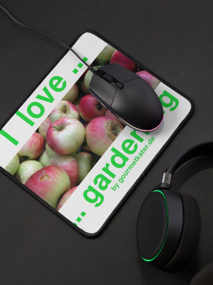 Alternative Ansicht von I love gardening - Äpfel Mauspad