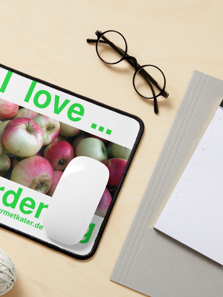 Alternative Ansicht von I love gardening - Äpfel Mauspad