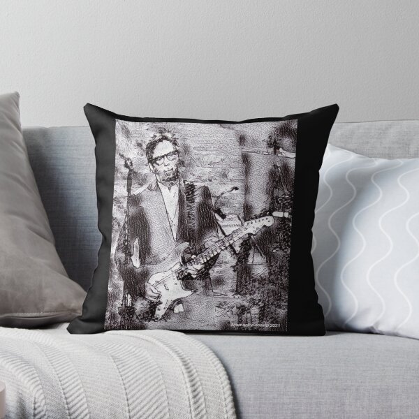 Clapton Charcoal Sketch Throw Pillow