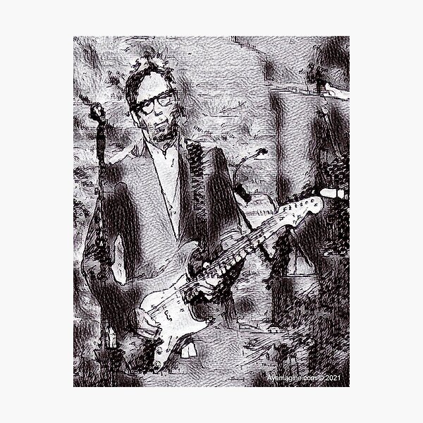 Clapton Charcoal Sketch Photographic Print