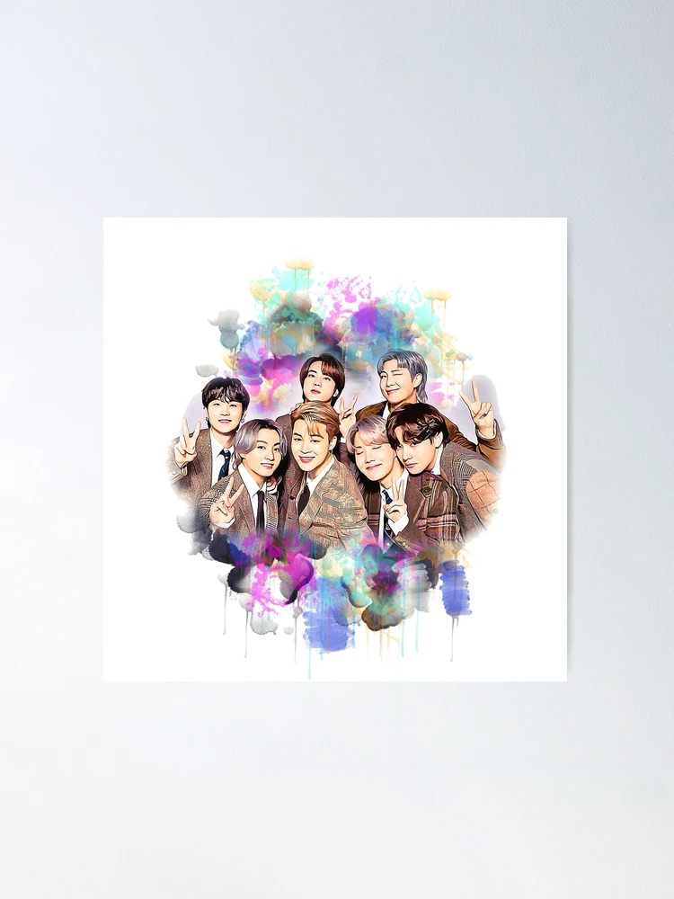 BTS アートパネル イラストボード Bts all members colorful art