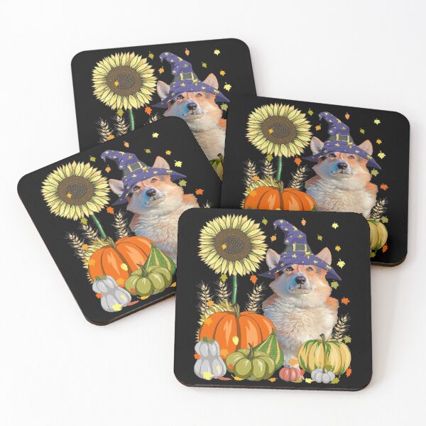 Item preview, Witch Corgi & Pumpkin Funny Dog Lover Sunflower Thanksgiving designed and sold by r-silver.