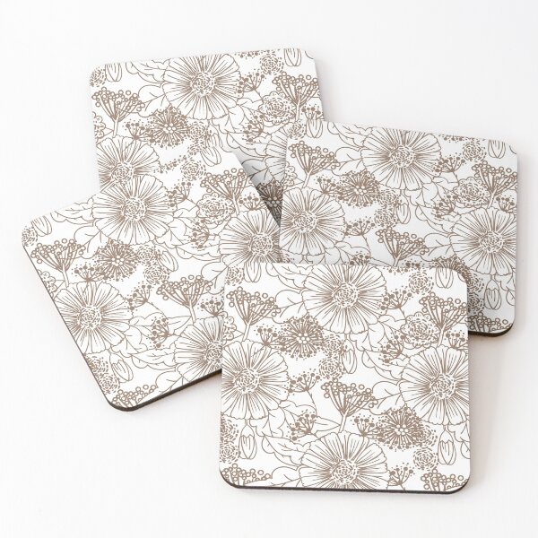 Item preview, Brown and White Hand Drawn Floral Pattern 2022 Color Trends Behr Wild Mustang N240-6 - Trending Colours designed and sold by ColorOfTheYears.